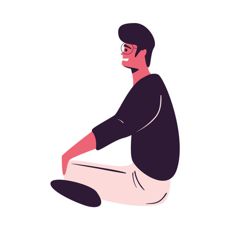 smiling man sittingのイラスト素材