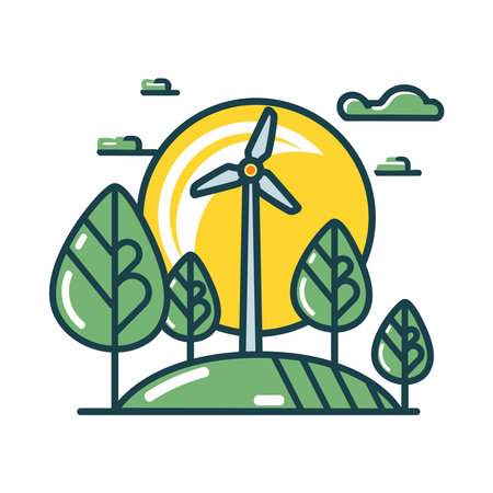 windmilling in the fieldのイラスト素材