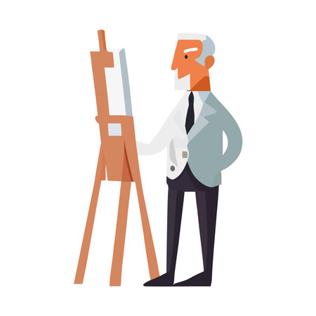 artist painting work art in tripodのイラスト素材