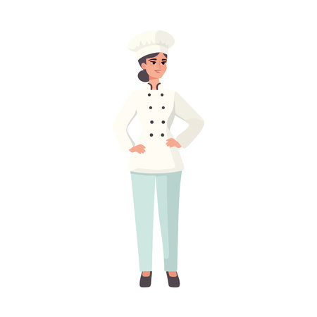 Smiling chef in uniform cooking gourmet mealのイラスト素材