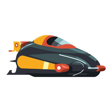 Yellow car icon driving on wave backdropのイラスト素材