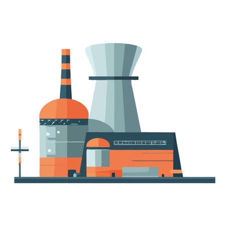 Industrial factory symbolizes pollution and fuel generationのイラスト素材