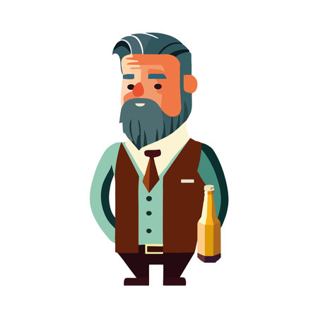 Smiling businessman holding beer bottle in celebrationのイラスト素材