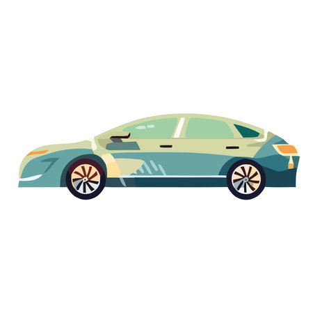 gray sports car driving on modern roadのイラスト素材