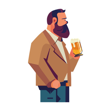 Businessman holding beer mug celebrates success in pubのイラスト素材