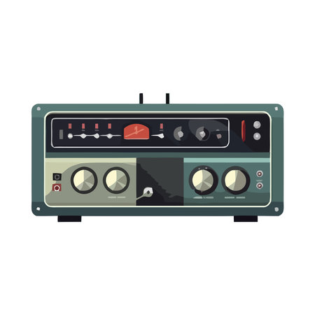 Modern stereo equipment playing old audio cassettesのイラスト素材