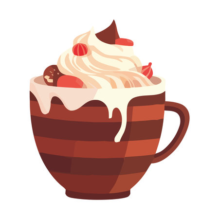 Whipped cream and chocolate on sweet dessertのイラスト素材