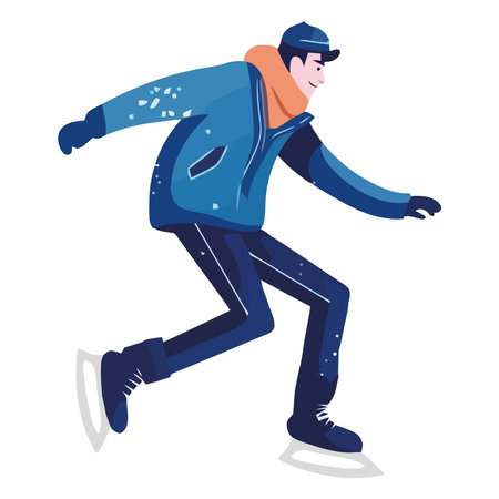 man practicing skate ice characterのイラスト素材