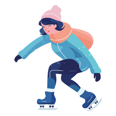 little girl practicing skate iceのイラスト素材