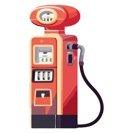 Gasoline filling station equipment fuel pump, machinery, hoseのイラスト素材
