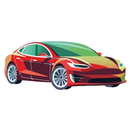 Shiny sports car driving on modern roadのイラスト素材