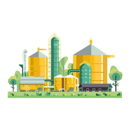 Harvesting wheat on a rural farm sceneのイラスト素材