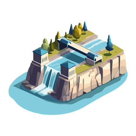 water dam architecture iconのイラスト素材