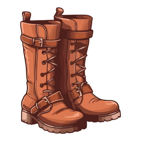 Leather army boots for winter walking adventureのイラスト素材
