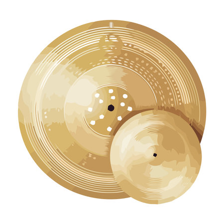 golden drum cymbals instruments iconsのイラスト素材
