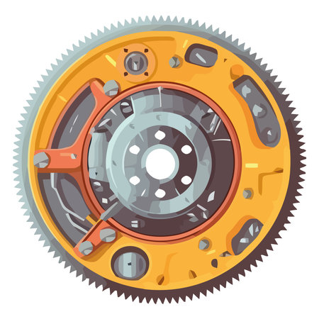 Metallic machinery turning steel disk in factoryのイラスト素材