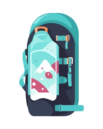Adventure backpack symbolizes fun journey in natureのイラスト素材