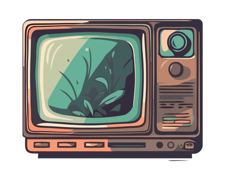 Antique television broken single object designのイラスト素材