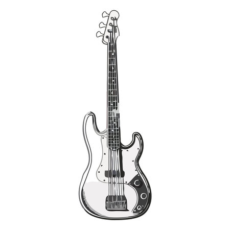 white and gray electric guitar instrumentのイラスト素材