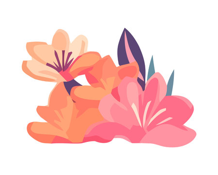 pink flowers on ornate wallpaperのイラスト素材