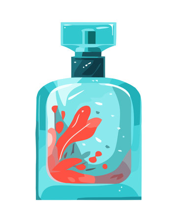 Organic perfume blue bottle iconのイラスト素材