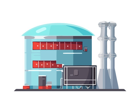 factory industry with chimney and tankのイラスト素材