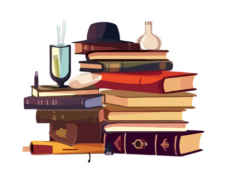 Stacks of literature in a libraryのイラスト素材