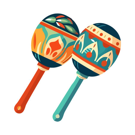 Musicians celebrate tradition with maracas and guitarのイラスト素材