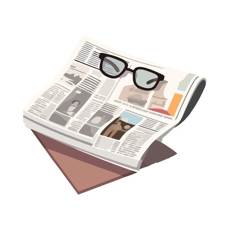 newspaper with eyeglasses accessory iconのイラスト素材