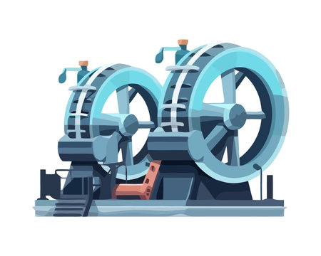 Modern machinery turning steel in industrial factoryのイラスト素材