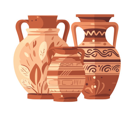 Ornate earthenware vase with intricate floral patternのイラスト素材