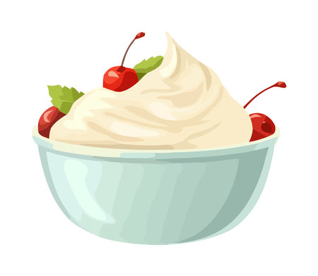 Whipped cream and berries top sweet dessertのイラスト素材