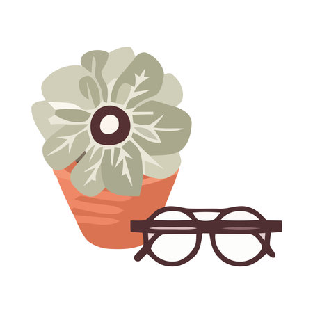 Summer flower pot decoration with cute daisiesのイラスト素材