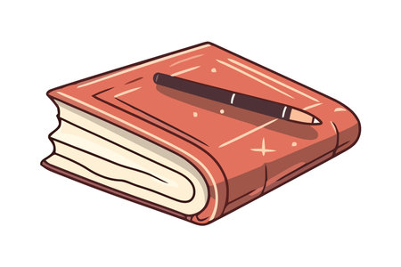 Learning from old literature book and pencilのイラスト素材