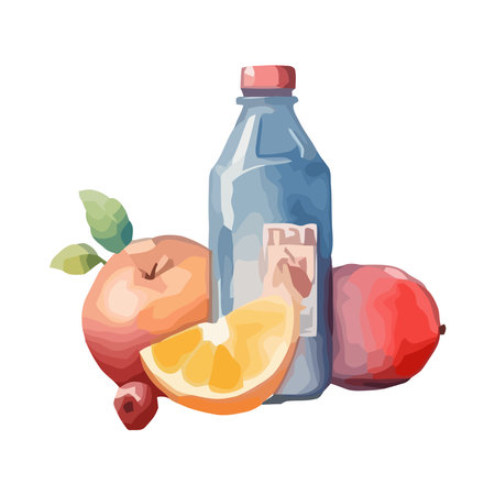 Fresh organic citrus fruit drink in bottleのイラスト素材