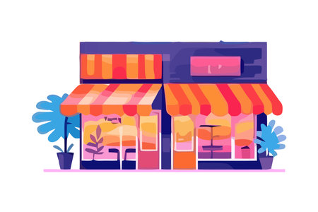 Modern store design with cute awningのイラスト素材