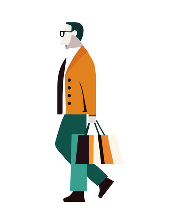 Businessman carrying shopping bagのイラスト素材