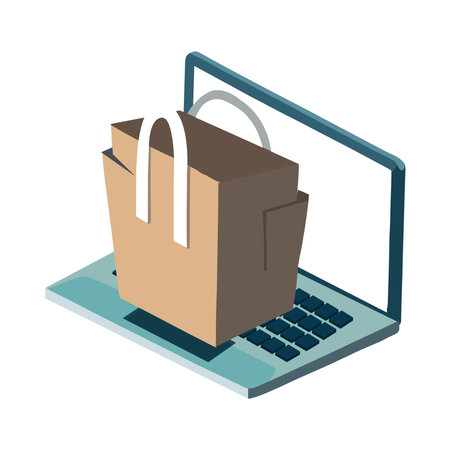 Shipping laptop in cardboard box for deliveryのイラスト素材