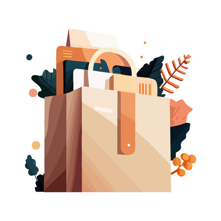 Autumn leaves bag symbolizes natures giftのイラスト素材