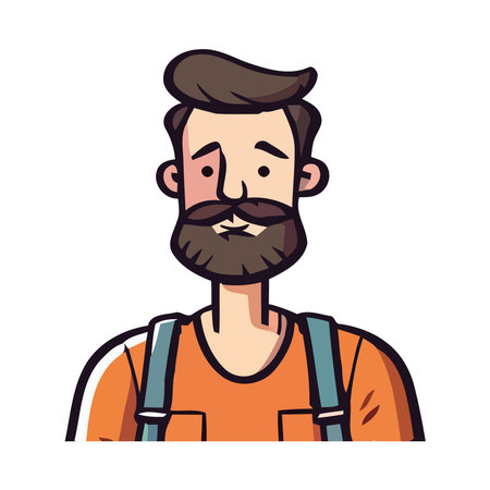 Smiling businessman with beard, working onのイラスト素材