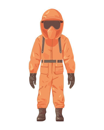 worker with protective workwear characterのイラスト素材