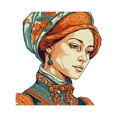 young renaissance woman wearing elegant suitのイラスト素材