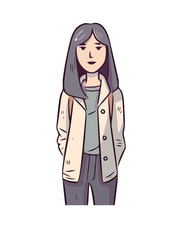 Fashionable woman in brown coat walkingのイラスト素材