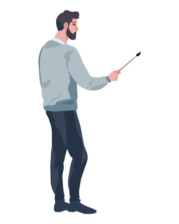 Successful businessman standing with paintbrushのイラスト素材