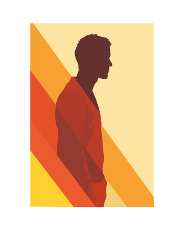 Young adult man silhouette labelのイラスト素材