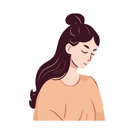 Beautiful young woman with black hairのイラスト素材