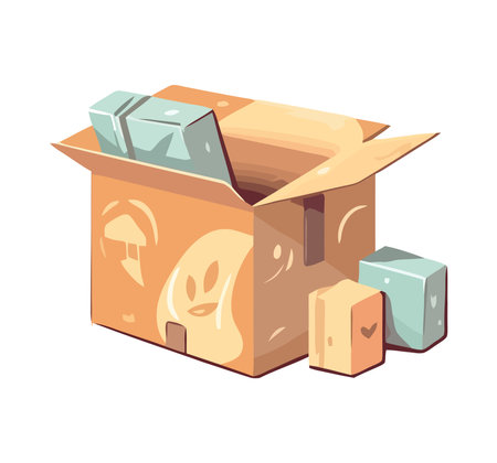 group of carton boxes packing iconsのイラスト素材