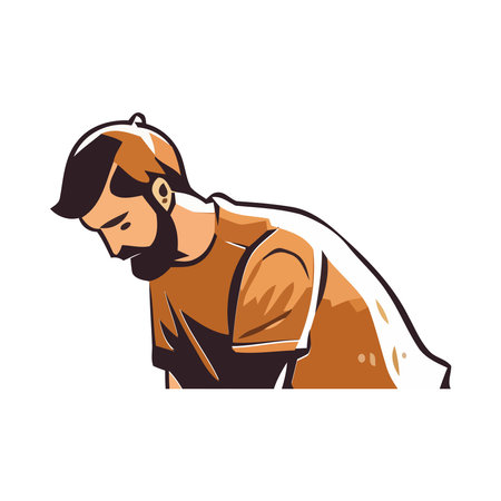 One cheerful man with beard characterのイラスト素材