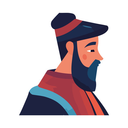 renaissance bearded man wearing hat characterのイラスト素材