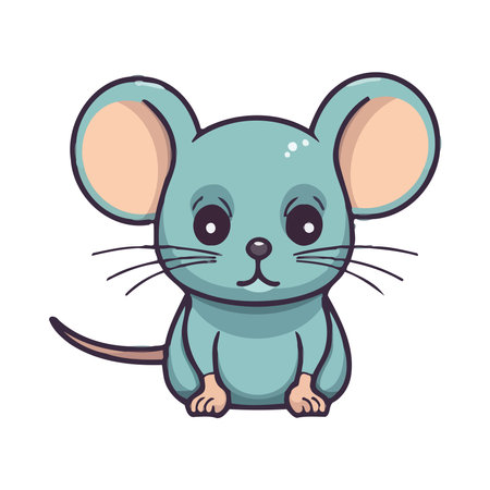 Cheerful mouse mascot sitting with fluffy tailのイラスト素材